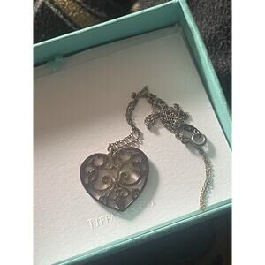 Tiffany & CO AG .925 Sterling Silver Heart Enchant Mini 16” Pendant Necklace
